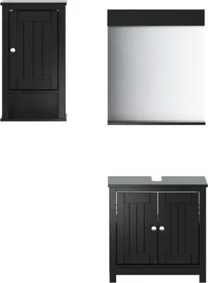 Imagen del producto de vidaXL Juego de 3 muebles de baño BERG, color , madera maciza de pino