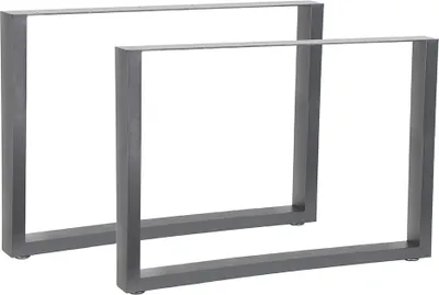 Two metal table legs are shown against a white background.