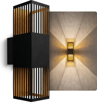 Produktbild von SSC-LUXon REVALO Wandlampe schwarz gold IP65 für Innen & Außen - Strahler LED Up Down Leuchte 30cm Fassadenlampe indirektes Licht