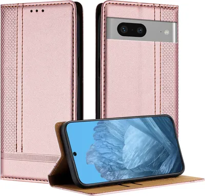 Obrázek produktu pro Pouzdro pro Google Pixel 7 kožené flipové pouzdro s funkcí stojánku Růžový