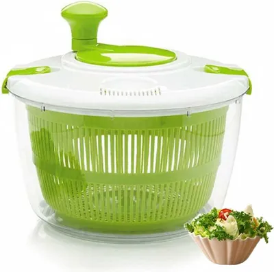 Produktbild von Salatschleuder - Kurbelgriff und Verschlussdeckel - multifunktional, 5 Quart, manuell - gute Griffe - Abtropfen, Schnellfilter, Salat, Gemüse