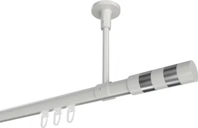 Produktbild von Interdeco Innenlaufstange / Gardinenstange mit Innenlauf Weiß, Typ Sonette Mavell (Zylinder Bicolor) Deckenmontage, 20 mm Ø 1-läufig, 280 cm