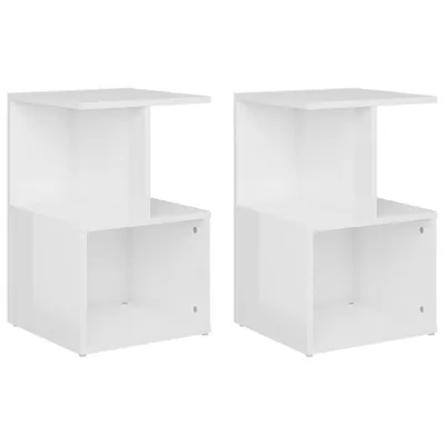 Immagine prodotto di vidaXL Comodini, set da 2 pezzi, bianco lucido, 35x35x55 cm, materiale a base di legno
