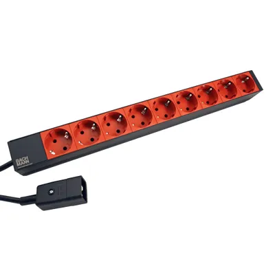 Obrázek produktu pro Bachmann 333.937, 2 m, Vnitřní, Typ F, Hliník, Černá, Červená, 9 AC zásuvky / AC zásuvek