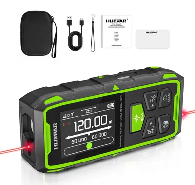 Laser-Entfernungsmesser 120 m, Doppelkopf, rot, LCD, 9 Modi