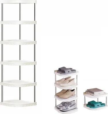 Produktbild von Famanu Schuhregal schmal 26 x 26 x 88 cm - 6 Ebenen - platzsparend - für Flur Schlafzimmer - grau