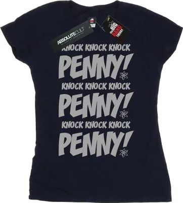 Image de The Big Bang Theory - "Knock Knock Penny" T-shirt pour femme BI466 (XL) (Bleu marine)