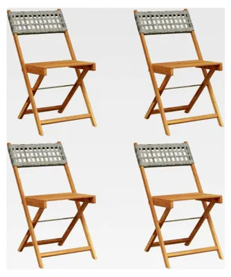 Produktbild von Klappbare Gartenstühle 4 Stück Grau Poly Rattan und Massivholz