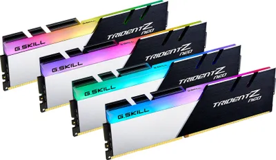 Produktbild von G.Skill TridentZ Neo Series - DDR4 - 32 GB: 4 x 8 GB - DIMM 288-PIN - 3600 MHz / PC4-28800 - CL18 - 1.35 V - ungepuffert - non-ECC - Brushed Black, Gebürstetes Aluminium / Schwarz, Silber pulverbeschichtet (F4-3600C18Q-32GTZN)