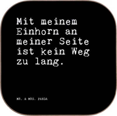 Produktbild von Mr. & Mrs. Panda Untersetzer Tasse Mit meinem Einhorn an... - Schwarz - Geschenk, Sprüche, gläseruntersetzer, lustig Spruch, Tassenuntersetzer, Coaster, Tassen, Freundin