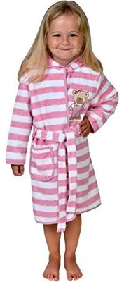 Produktbild von Wörner Südfrottier Teddy Ringel rosa Bademantel Gr.110/116