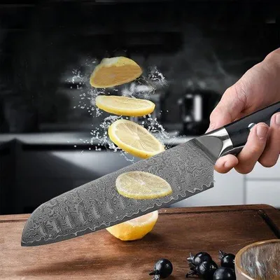 Produktbild von Famanu Santokumes Vleesmes 30 cm - Ergonomischer Griff, 67 Lagen VG10 Stahl