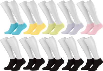 Tobeni 10 Paar Sneaker Socken Sneakers für Damen Herren und Teenager 5xFarbig(5) 5xSchwarz für Damen