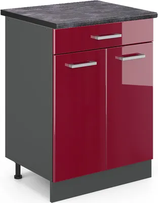 Produktbild von Küchenunterschrank Vicco R-Line Rot Hochglanz 60 cm , AP Anthrazit, Model 45860