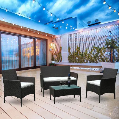 Image de Fiqops Meubles de jardin ,Meubles en rotin Polyrattan Lounge Ensemble de meubles de jardin Votre valeur Ensemble de salon Gris Canapé Ensemble de salle à manger en rotin Ensemble de jardin marron
