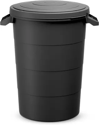 Image de Réservoir de récupération d'eau de pluie avec couvercle - Cuve en plastique - Stockage d'eau - Poignées pratiques - 80 litres - Anthracite