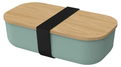 Image de Boîte à pain"Beech" avec couvercle en bambou - Lunchbox To Go pour enfants et adultes - idéal pour l'école et le bureau - menthe/naturel