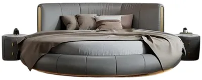 Produktbild von Graues Rundbett Stilvolle Schlafzimmer Betten Moderne Doppelbetten