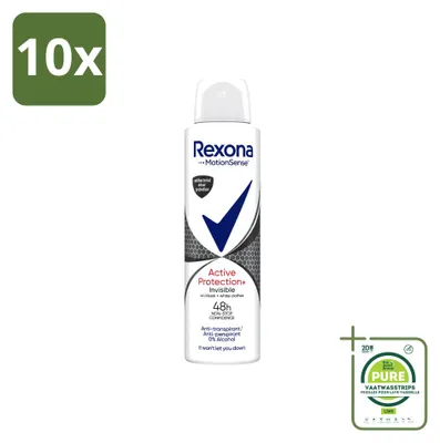 Image de 10 sprays déodorants Rexona Active Protection Invisible - 150 ml - Lot de 10 pièces