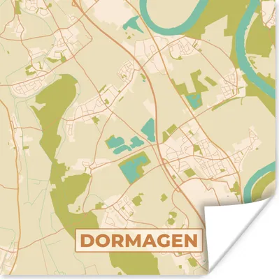 Produktbild von MuchoWow® Poster Dormagen - Karte - Vintage - Stadtplan 50x50 cm - Wohnzimmerdekoration
