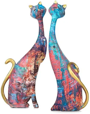 Image de Sculpture décorative de chat en résine synthétique, 28 cm de haut