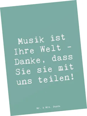 Produktbild von Mr. & Mrs. Panda Fotokarte Spruch Musiklehrer Danke - Meeresbrise - Geschenk, Grußkarte, Ansichtskarte, Aufmerksamkeit, Wertschätzung, Bedanken, einzigartig, Postkarte
