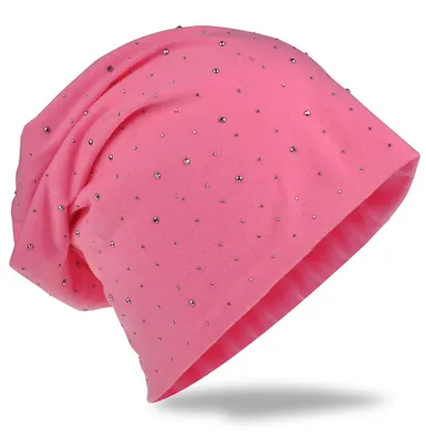 Produktbild von Beanie Muetze Strass Nieten Rosa