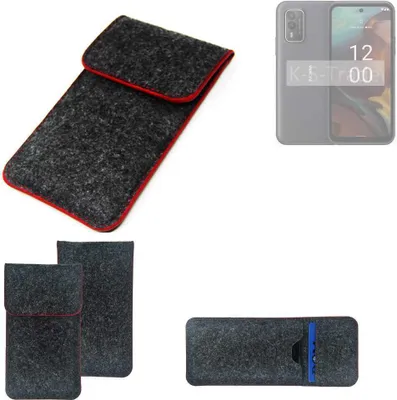 Produktbild von K-S-Trade Handy Schutz Hülle kompatibel mit HMD XR21 Schutzhülle Handyhülle Filztasche Pouch Tasche Case Sleeve Filzhülle dunkelgrau roter Rand