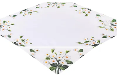 Produktbild von Tischdecke, Quadratische Tischdecke , Frühling, Weiß, Blumen  85x85 cm 060