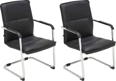 Produktbild von CLP 2er Set Freischwinger Seattle Kunstlederbezug mit Armlehnen und Bodenschonern schwarz