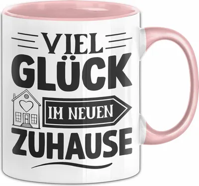 Produktbild von Einzugsgeschenke Wohnung Tasse Neue Nachbarn Geschenkidee Zum Einzug Spruch Kaffee-Tasse Einweihungsgeschnek Viel Glück Im Neuen Zuhause (Rosa)