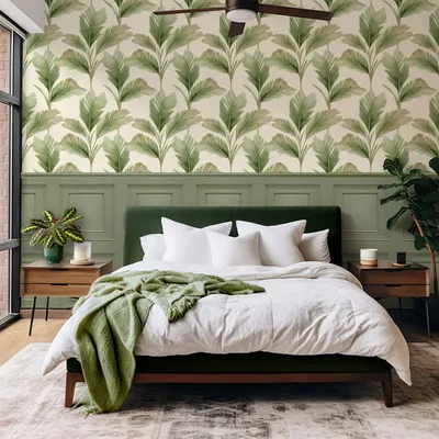 Produktbild von Belgravia - Tapete "Kailani", Palmblatt AG3639 (10 m x 0,5 m) (Salbei/Cremefarbe)