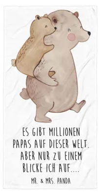 Produktbild von Mr. & Mrs. Panda Handtuch Papa Bär - Weiß - Geschenk, Frottee-Handtuch, Muttertag, Duschhandtuch, Reisehandtuch, Strandtuch, Vatertag, Geburtstag, Onkel, Badehandtuch