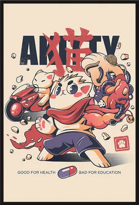 Immagine prodotto di Ilustrata - Poster - Akitty + cornice a incastro, Shinsuke® Maxi in plastica nera, lastra in acrilico
