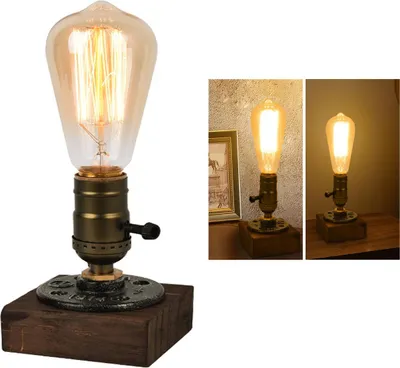 Produktbild von Industriedesign Schreibtischlampe, Nachttischlampen, Vintage Retro Eisenlampe, E27 Birne Retro kompatibel  für Schlafzimmer Wohnzimmer Home