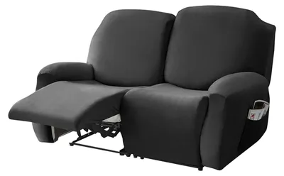 Sesselbezug Stretch Samt 2-Sitzer Schwarz Antirutsch