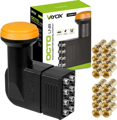 Produktbild von Vayox Octo VA0273 Satellitenkonverter | + 16 Stk. Sat F 6,8mm Goldstecker