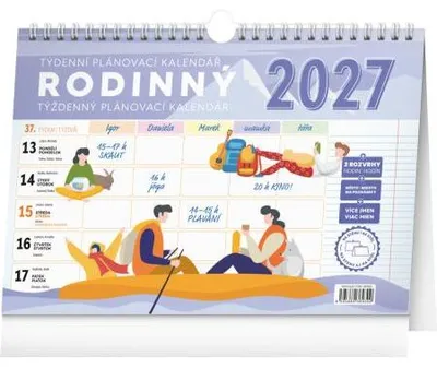 Obrázok produktu pre NOTIQUE Týždenný rodinný plánovací kalendár s pútkom, rok 2027, formát 30 x 21 cm