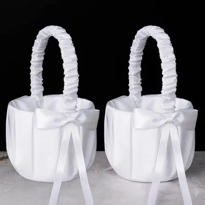 Immagine prodotto di Cestino bianco per fiori da matrimonio, set da 2 pezzi