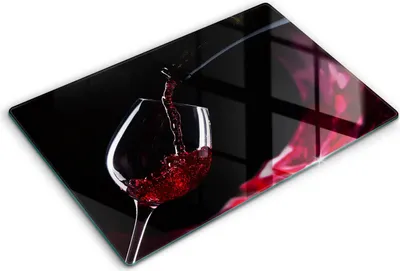 Produktbild von Glasschneideplatte - Herdabdeckplatte - 80x52 cm -Schneidebrett - Spritzschutz -Rotweinglas