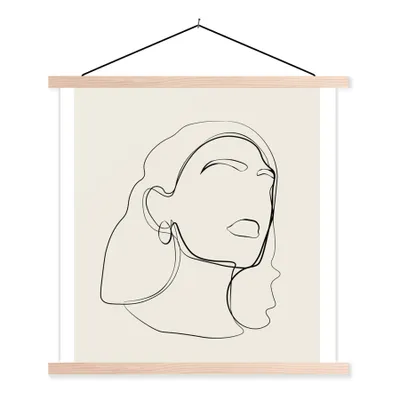Produktbild von MuchoWow® Textilposter Frauen - Linienkunst - Text - Zitate 40x40 cm mit holzfarbenen Rahmen - Posterleiste