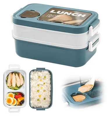 Bentobox 2-stufig, 1400 ml, mikrowellengeeignet, blau
