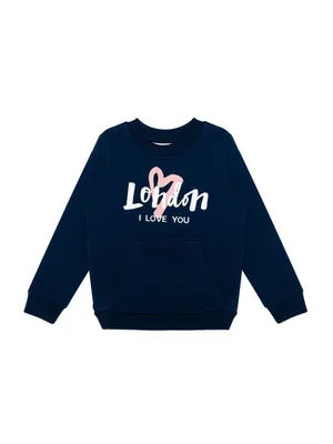Productafbeelding van Meisjeshoodie London - marineblauw - maat 110