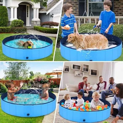 Produktbild von Faltbarer Hundeschwimmbecken, 140x30cm, für Hunde & Kinder