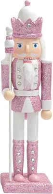 Productafbeelding van Ornamenten kerst houten notenkraker (Roze kleding - Holding Scepter 1P)
