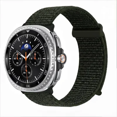 Produktbild von Smartwatch Armband für Samsung Galaxy Watch8 Classic 46mm Nylon Textil Band Ersatzband Wechselband Klettverschluss flexibel atmungsaktiv Grün Oliv