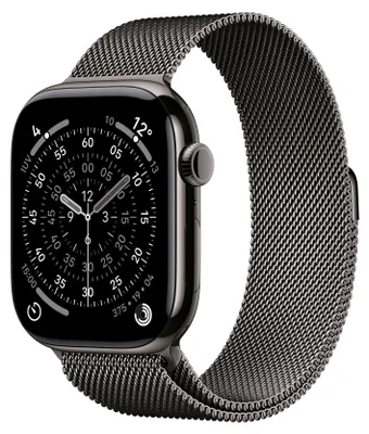 Produktbild von Apple Watch Series 11 (GPS + Cellular) 46mm Titan Schiefer Milanaise-Armband Schiefer M/L