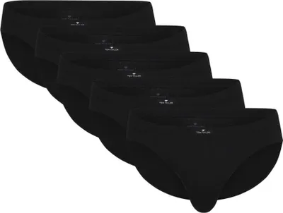 Produktbild von TOM TAILOR Herren Mini-Slip, Baumwolle, Single Jersey, schwarz, uni, Gummizug, 5er Pack Größe: M
