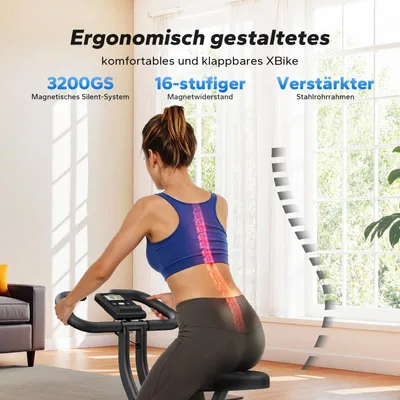 Image de Vélo d'appartement pliable - 16 niveaux de résistance - Poids maximal supporté : 136 kg