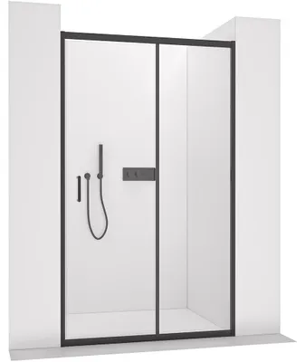 Zdjęcie produktu dla szkło ceramiczneO – Przesuwne drzwi prysznicowe Orlano L/P – 5 mm – matowa czerń, szkło przezroczyste – 130 x 195 cm